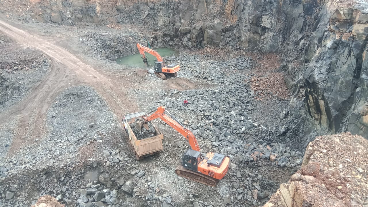 Aerial view of excavators at work